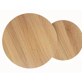 Set Masute Shelby 210, Ø80X48 cm + Ø48x42 cm Metal/MDF Laminat, Negru/Stejar