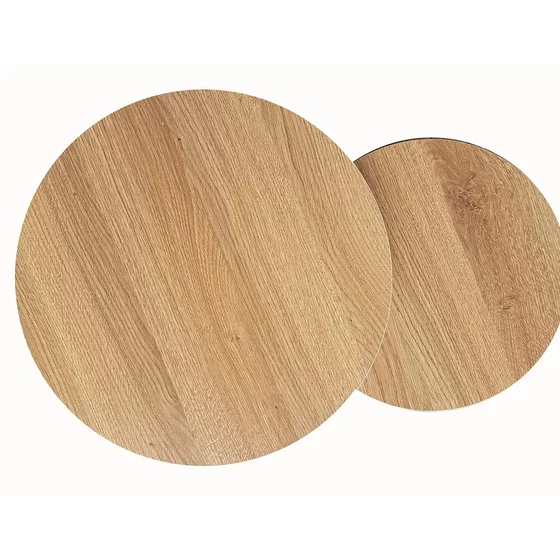 Set Masute Shelby 210, Ø80X48 cm + Ø48x42 cm Metal/MDF Laminat, Negru/Stejar picture - 2