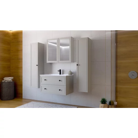 Set Mobilier de Baie HOF101B, Masca Chiuveta + Dulap Oglinda +  2 x Dulap Suspendat,  Front MDF, Casmir picture - 3