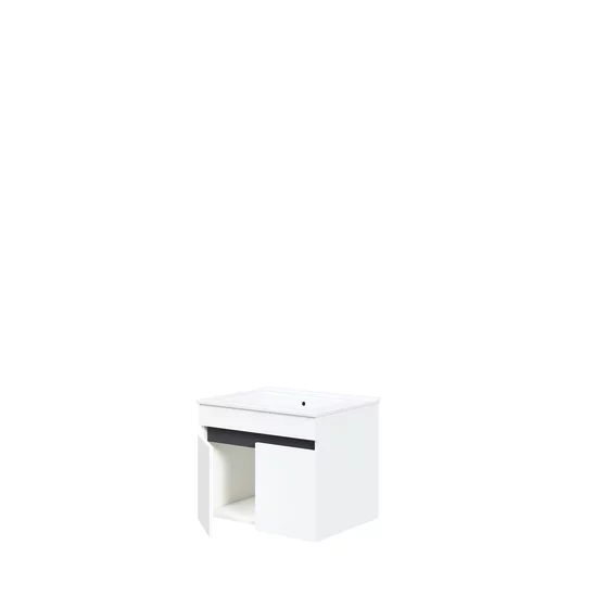 Set Mobilier de Baie HOF103A, Masca Chiuveta +  Oglinda + 2 x Dulap Suspendat,  Pal Melaminat, Alb Mat picture - 6