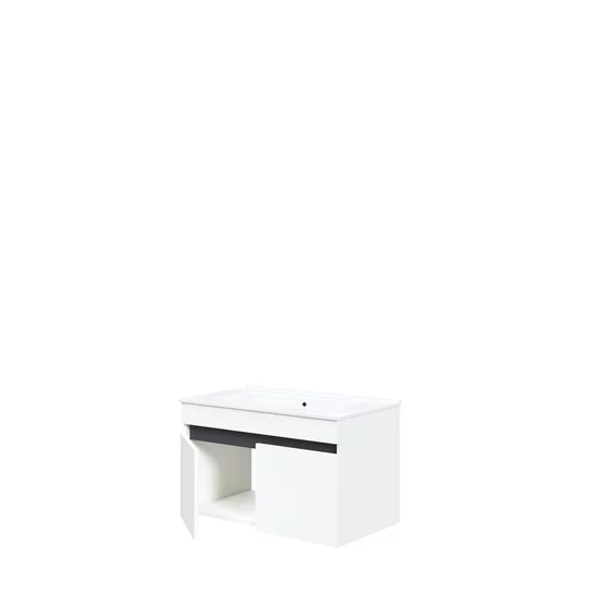 Set Mobilier de Baie HOF103B, Masca Chiuveta +  Oglinda + 2 x Dulap Suspendat,  Pal Melaminat, Alb Mat picture - 5