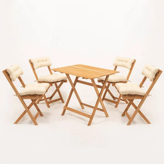 Set mobilier de gradina Corona, 40x30x81 Cm, Lemn de fag/Crem picture - 2