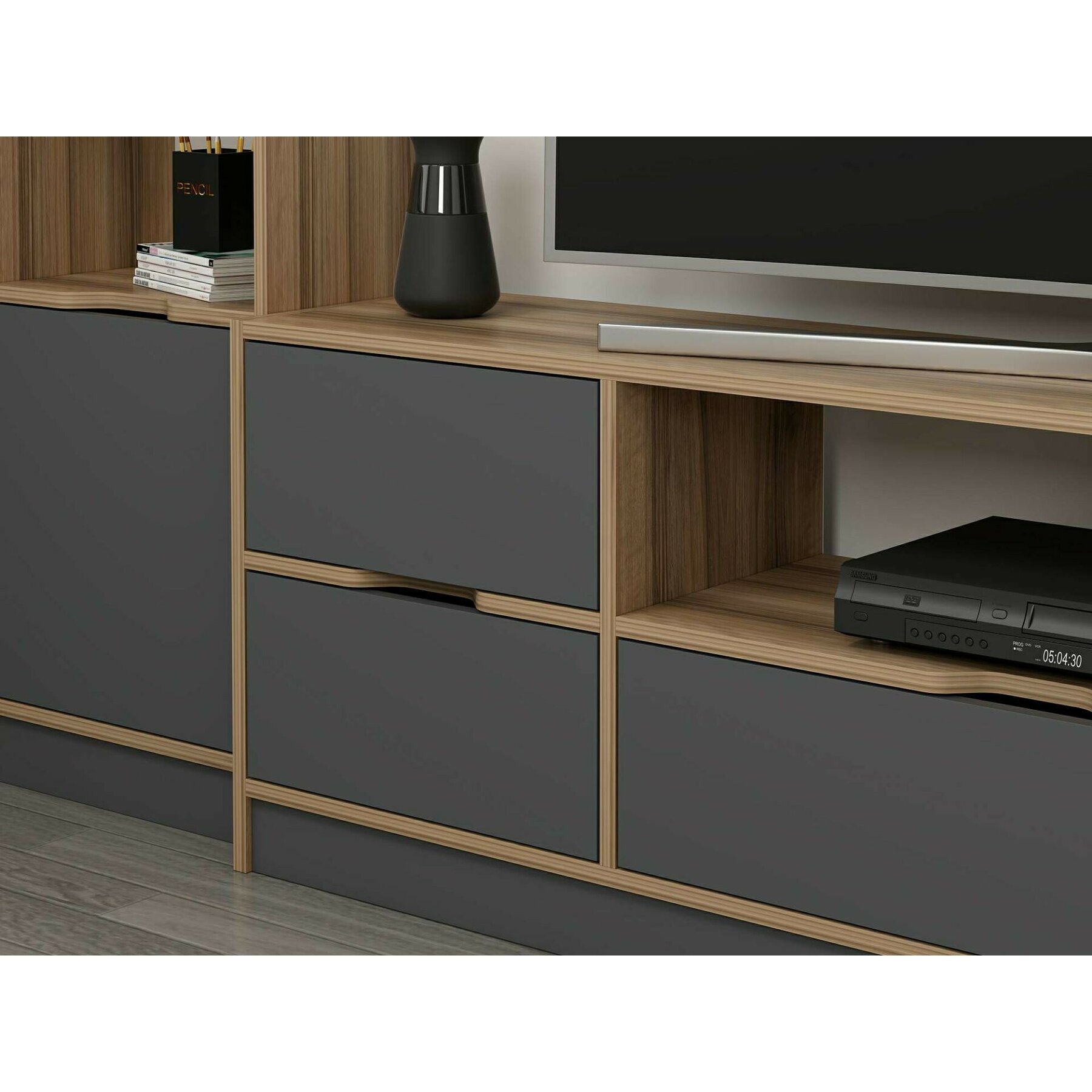 【沙蘭】ディシラセット Set Mobilier Elina - 8609, 225x35x180 cm, Pal Melaminat, Antracit