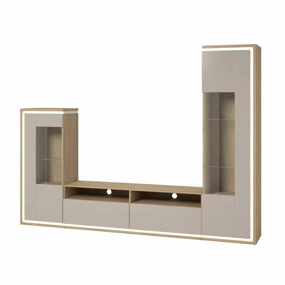 Set Mobilier Living Adore Cu Sistem de Iluminat, 270x41x201 cm, Pal Melaminat, Stejar Oil/Casmir picture - 3