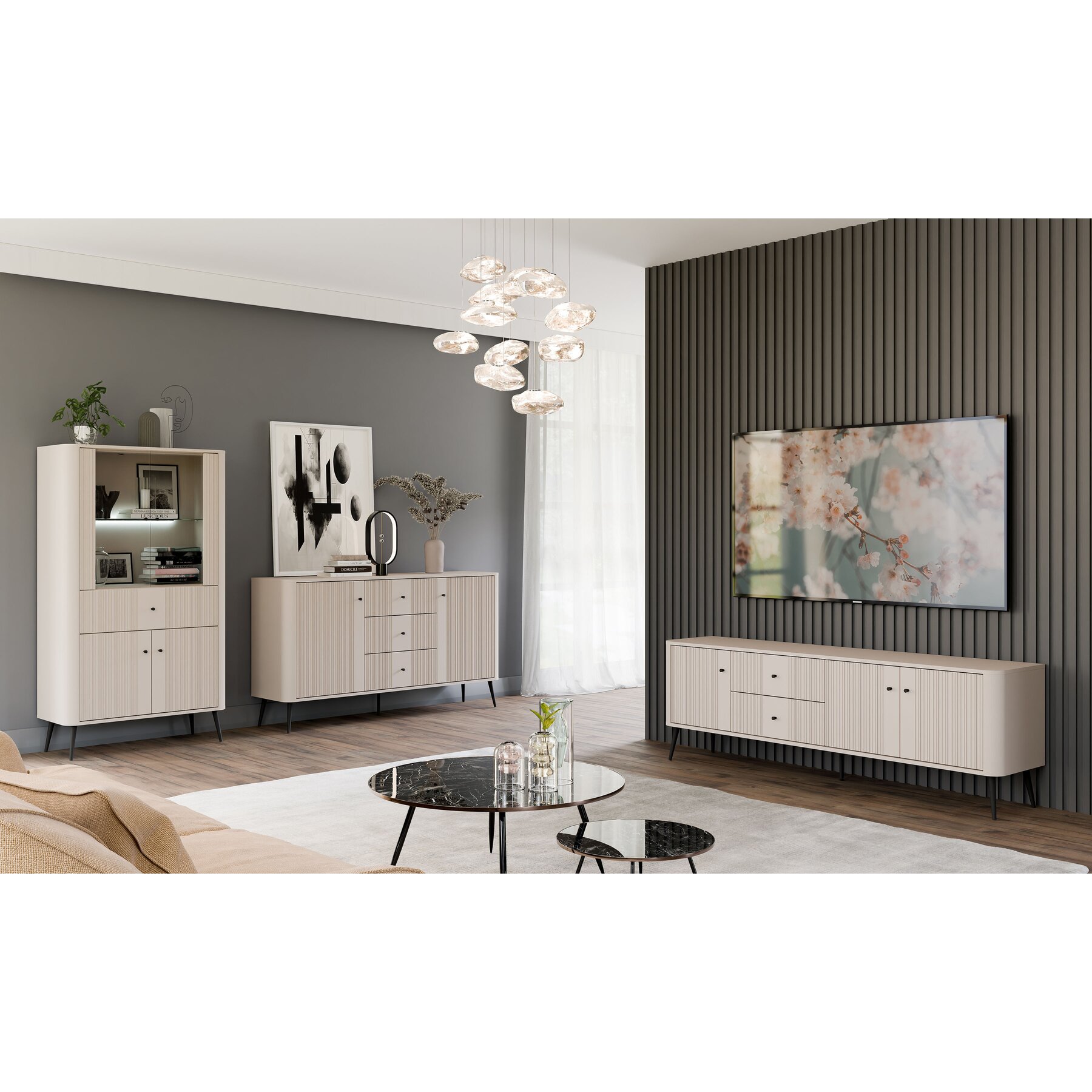 【沙蘭】ディシラセット Set Mobilier Living Larnaca, 3 Piese, Pal Melaminat/MDF - Casmir