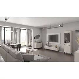 Set Mobilier Living Osaka A, 3 piese, Pal Melaminat/MDF Frezat, Beige Nisip