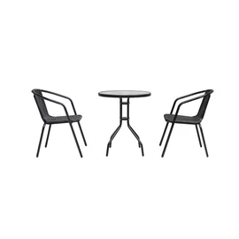 Set Pentru Balcon Bistro, 2 Fotolii - 54x61x72 cm + Masuta - 60x70 cm, Metal