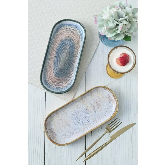 Set Platouri(2 bucati) Ivory-X00017290, Ceramica, Albastru/Alb picture - 4