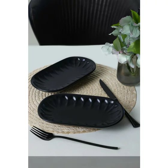Set Platouri(2 bucati) Ivory-X00017597, Ceramica, Negru picture - 1
