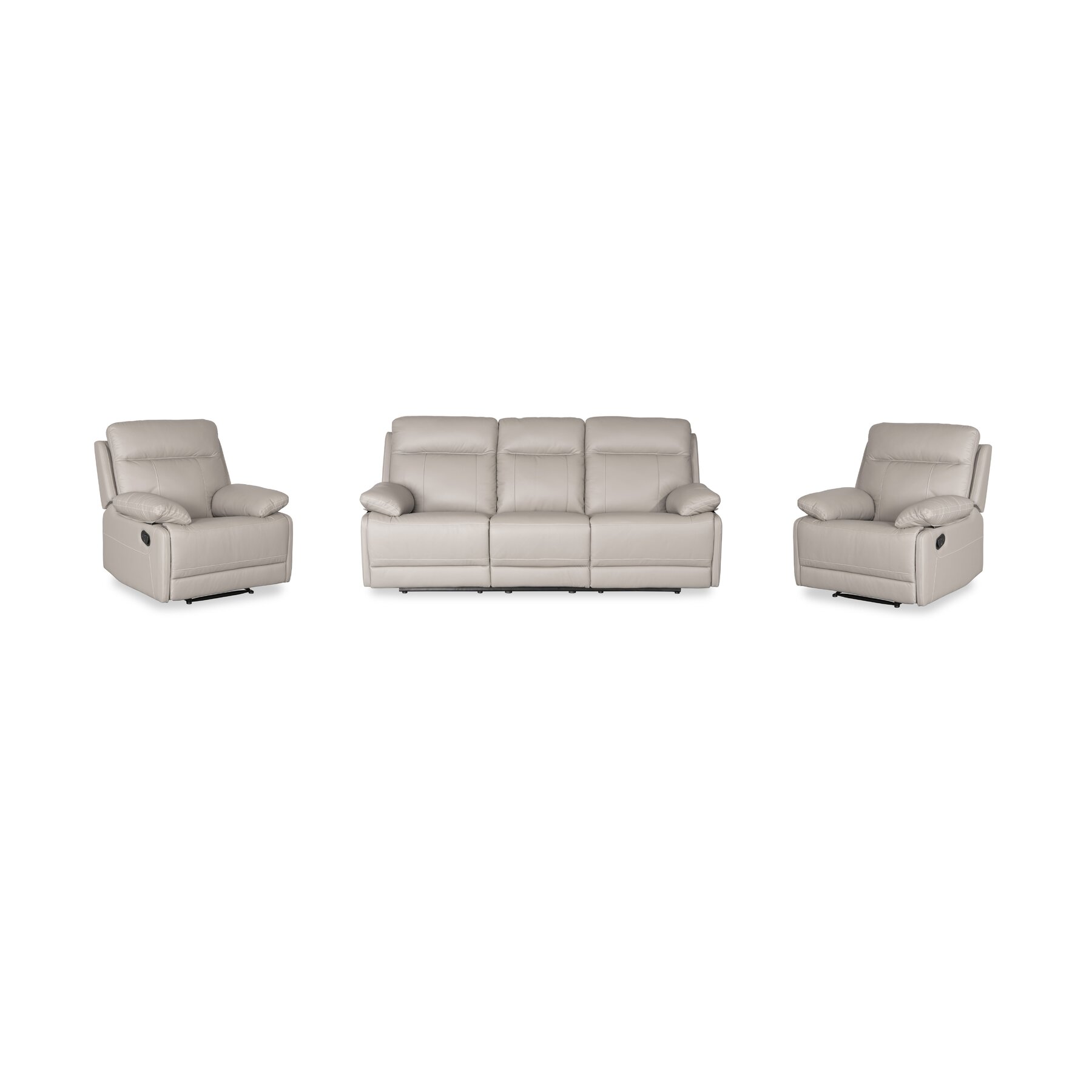 Set Recliner Asaka 3L-1L-1L, 213x85x100 cm, Piele Naturala, Cappuccino