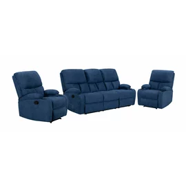Set Recliner ASTHA 3R+1R+1R, Canapea 3R - 187x94x102, Fotoliu - 138x94x102 cm, Stofa, Albastra