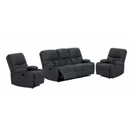Set Recliner ASTHA 3R+1R+1R, Canapea 3R - 187x94x102, Fotoliu - 138x94x102 cm, Stofa, Gri