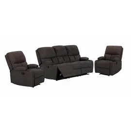 Set Recliner ASTHA 3R+1R+1R, Canapea 3R - 187x94x102, Fotoliu - 138x94x102 cm, Stofa, Maro