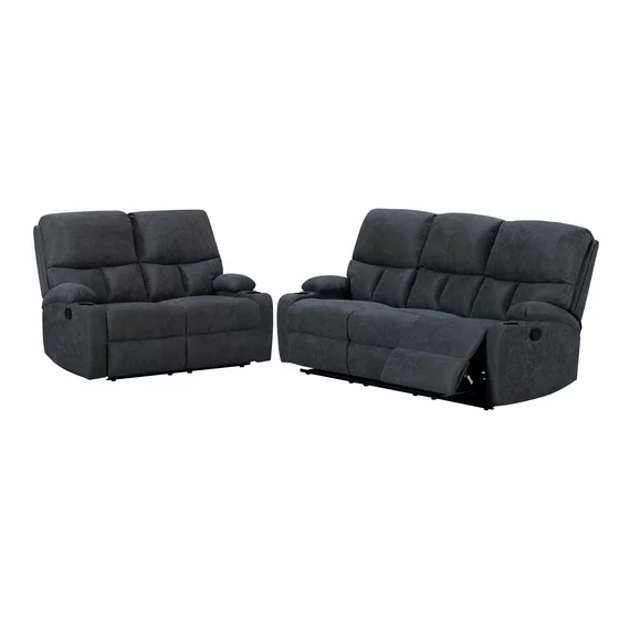 Set Recliner ASTHA 3R+2R, Canapea 3R - 187x94x102, Canapea 2R - 138x94x102 cm, Stofa, Gri picture - 1