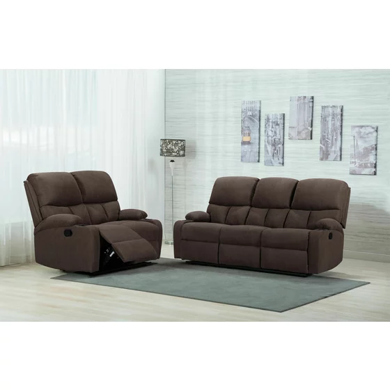 Set Recliner ASTHA 3R+2R, Canapea 3R - 187x94x102, Canapea 2R - 138x94x102 cm, Stofa, Maro picture - 1