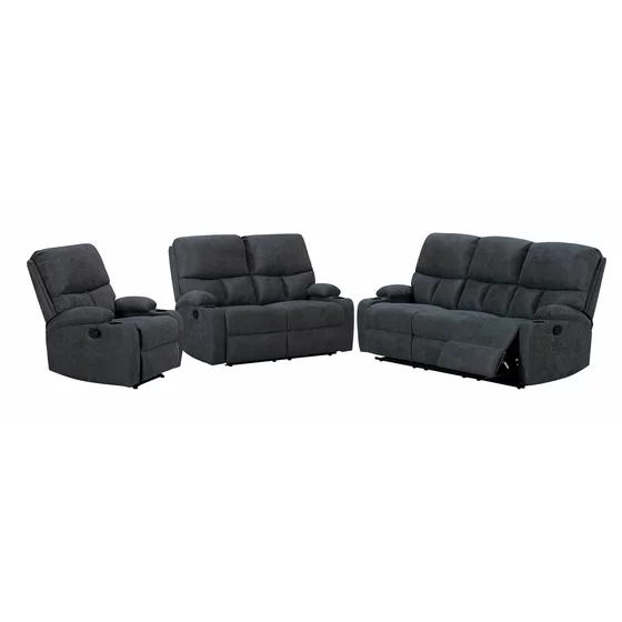 Set Recliner ASTHA 3R+2R+1R, Canapea 3R - 187x94x102, Canapea 2R - 138x94x102 cm, Fotoliu - 138x94x102 cm, Stofa, Gri picture - 1