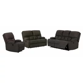 Set Recliner ASTHA 3R+2R+1R, Canapea 3R - 187x94x102, Canapea 2R - 138x94x102 cm, Fotoliu - 138x94x102 cm, Stofa, Maro
