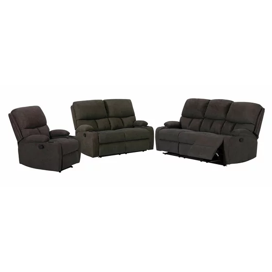 Set Recliner ASTHA 3R+2R+1R, Canapea 3R - 187x94x102, Canapea 2R - 138x94x102 cm, Fotoliu - 138x94x102 cm, Stofa, Maro picture - 1