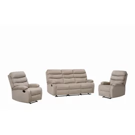 Set Recliner Denton 3L+1R+1R, Canapea 3L - 187x94x103 cm, Fotoliu - 78x94x103 cm, Stofa, Beige