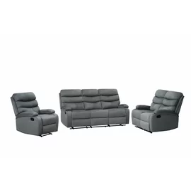Set Recliner Denton 3L+2R+1R, Canapea 3L - 187x94x103 cm, Canapea 2R - 134x94x103 cm, Fotoliu - 78x94x103 cm, Stofa, Gri