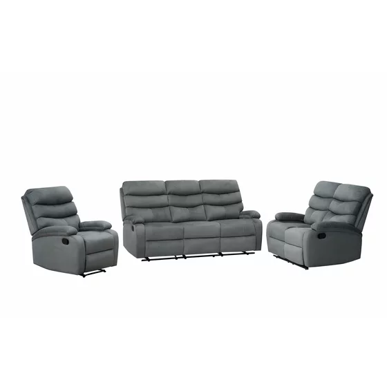 Set Recliner Denton 3L+2R+1R, Canapea 3L - 187x94x103 cm, Canapea 2R - 134x94x103 cm, Fotoliu - 78x94x103 cm, Stofa, Gri picture - 2