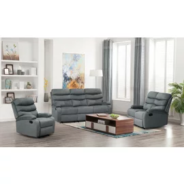 Set Recliner Denton 3L+2R+1R, Canapea 3L - 187x94x103 cm, Canapea 2R - 134x94x103 cm, Fotoliu - 78x94x103 cm, Stofa, Gri