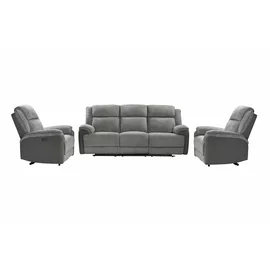 Set Recliner Electric Orso 3RR-1R-1R, Canapea 3RR - 226x94x104 cm,  Fotoliu 1R - 106x96x104 cm, - Stofa/Microfibra - Gri