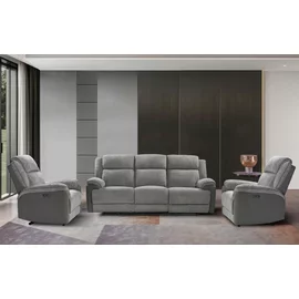 Set Recliner Electric Orso 3RR-1R-1R, Canapea 3RR - 226x94x104 cm,  Fotoliu 1R - 106x96x104 cm, - Stofa/Microfibra - Gri