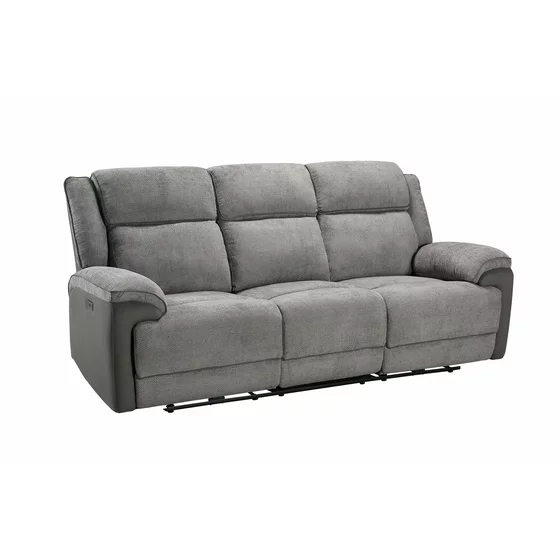 Set Recliner Electric Orso 3RR-1R-1R, Canapea 3RR - 226x94x104 cm,  Fotoliu 1R - 106x96x104 cm, - Stofa/Microfibra - Gri picture - 3