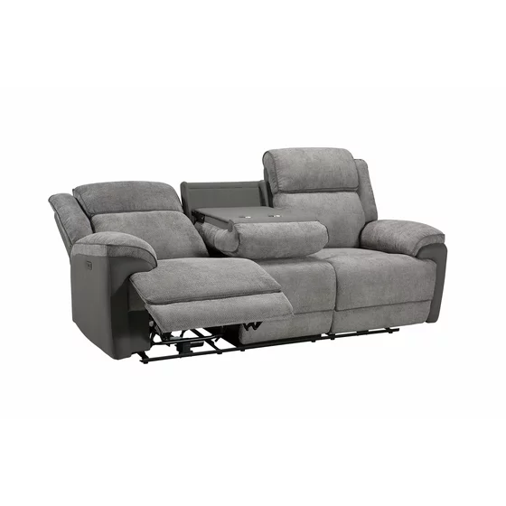 Set Recliner Electric Orso 3RR-1R-1R, Canapea 3RR - 226x94x104 cm,  Fotoliu 1R - 106x96x104 cm, - Stofa/Microfibra - Gri picture - 4