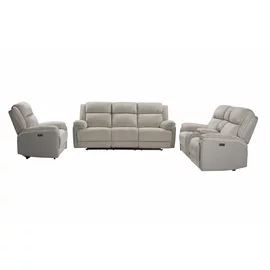 Set Recliner Electric Orso 3RR+2RR+1R, Canapea 3RR - 226x94x104 cm, Canapea 2R - 197x98x104  h cm, Fotoliu 1R - 106x96x104 cm, - Stofa/Microfibra - Beige