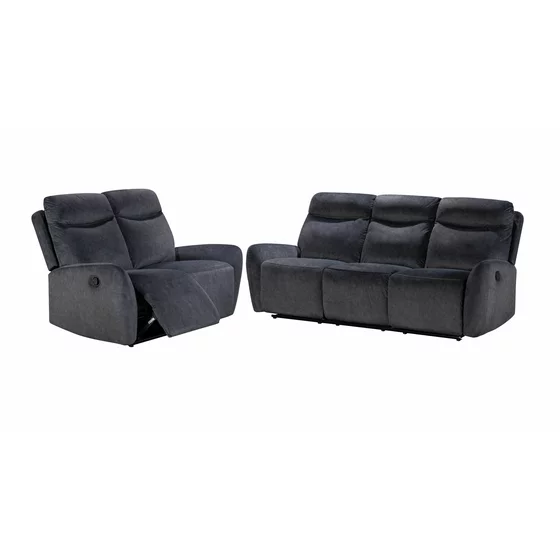Set Recliner Spencer 3R+2R, Canapea 3R - 212x99x100 h cm, Canapea 2R - 153x99x100 cm, Stofa, Gri Inchis picture - 1