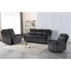 Set Recliner Spencer 3R+2R+1R, Canapea 3R - 212x99x100 h cm, Canapea 2R - 153x99x100 cm, Fotoliu - 95x99x100 cm, Stofa, Gri Inchis