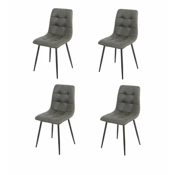 Set 4 Scaune Fulop, 45x53.5x89.5 cm, Metal/Microfibra, Gri picture - 1