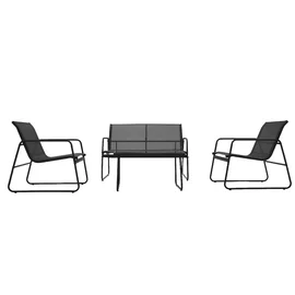 Set Terasa/Gradina Myra, Canapea 110.5x74x76 cm + 2 Fotolii 56.5x74x76 cm, +  Masuta de Cafea - 75x45x41 cm, Metal + Mesh