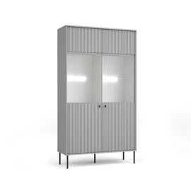 Vitrina cu 2 Usi Iris , 105.5x40.5x191 h cm, Riflaj, Gri