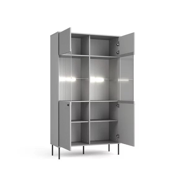 Vitrina cu 2 Usi Iris , 105.5x40.5x191 h cm, Riflaj, Gri picture - 2