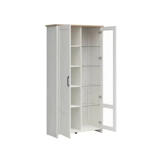 Vitrina Loksa, 102x43x201 cm, Pal Melaminat, Pin Alb/Stejar Gradson picture - 2