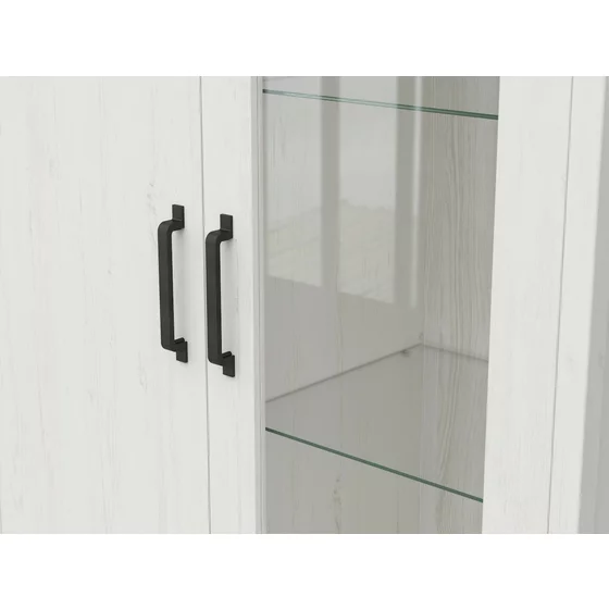 Vitrina Loksa, 102x43x201 cm, Pal Melaminat, Pin Alb/Stejar Gradson picture - 3