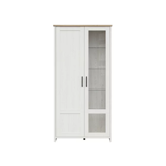 Vitrina Loksa, 102x43x201 cm, Pal Melaminat, Pin Alb/Stejar Gradson picture - 1