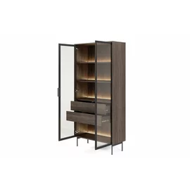 Vitrina Lumi, 91.5x39.3x194.6 h cm, MDF/Sticla, Stejar Dunin