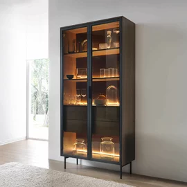 Vitrina Lumi, 91.5x39.3x194.6 h cm, MDF/Sticla, Stejar Dunin