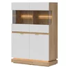 Vitrina Milton 2 Usi ML04, 95x40.5x135 h cm, Pal Melaminat/MDF, Stejar Cremona/Alb Mat picture - 1