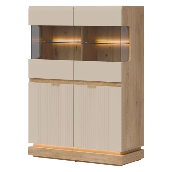 Vitrina Milton 2 Usi ML04, 95x40.5x135 h cm, Pal Melaminat/MDF, Stejar Cremona/Casmir picture - 1