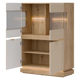 Vitrina Milton 2 Usi ML04, 95x40.5x135 h cm, Pal Melaminat/MDF, Stejar Cremona/Casmir