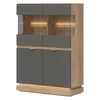 Vitrina Milton 2 Usi ML04, 95x40.5x135 h cm, Pal Melaminat/MDF, Stejar Cremona/Gri picture - 1