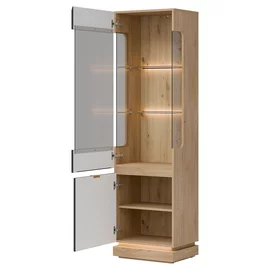 Vitrina Milton ML05, 54.5x40.5x193.5 h cm, Pal Melaminat/MDF,  Stejar Cremona/Antracit