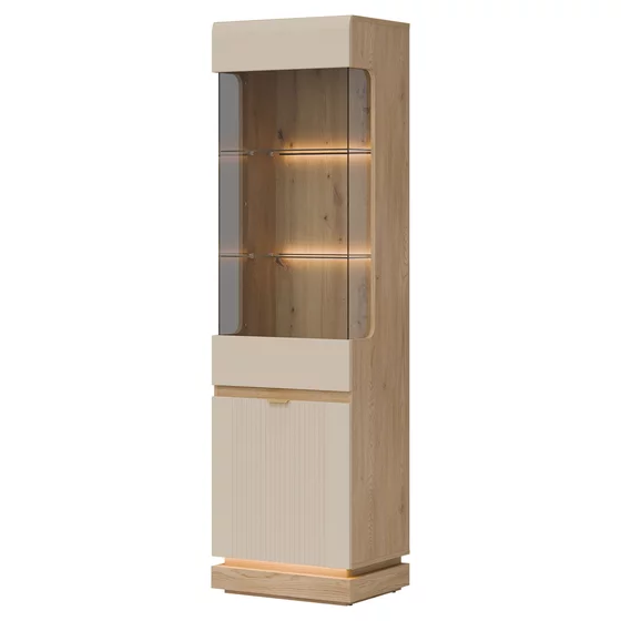 Vitrina Milton ML05, 54.5x40.5x193.5 h cm, Pal Melaminat/MDF,  Stejar Cremona/Casmir picture - 1