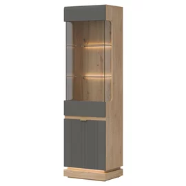 Vitrina Milton ML05, 54.5x40.5x193.5 h cm, Pal Melaminat/MDF,  Stejar Cremona/Gri