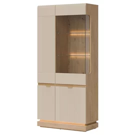 Vitrina Milton ML06, 88.5x40.5x193.5 h cm, Pal Melaminat/MDF, Stejar Cremona/Casmir